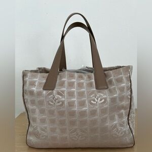 Chanel Jacquard Canvas Travel Line Tote Beige Late 90’s-Early 2000s
